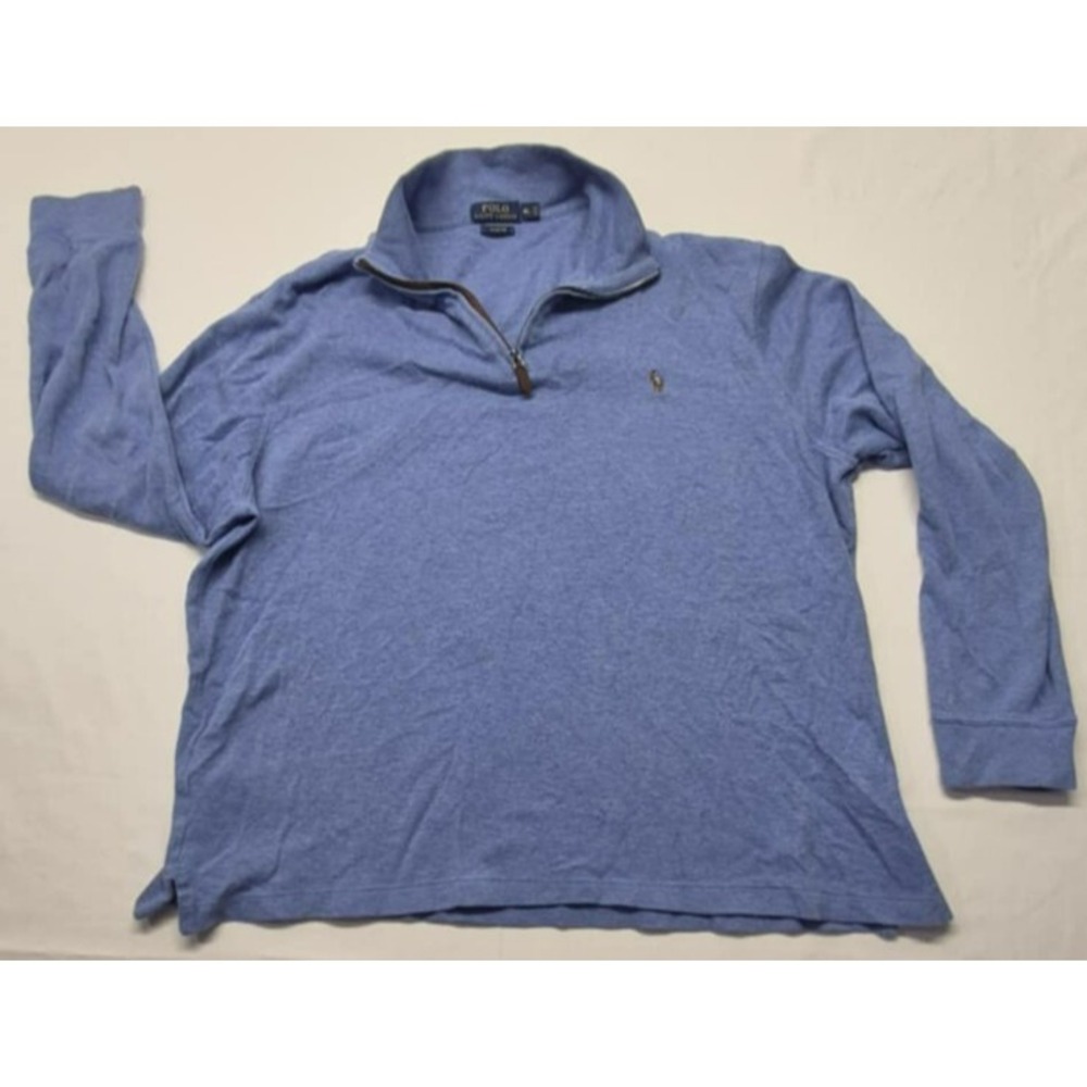 Polo Ralph Lauren Men's light blue 1/4 Zip pullover Sweater Estate Rib Size XL